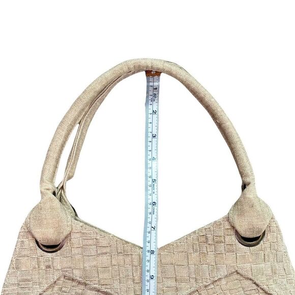 Lauren Merkin Metallic Gold Tan Woven Tote Shoulder Bag - Picture 9 of 13